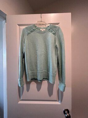 1901 Button Detail Cotton Wool Blend Sweater in Size S Small